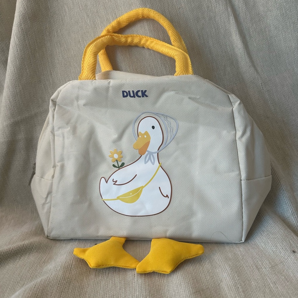 Duck Print Tote Bag with Yellow Handles - Picture 5 of 5